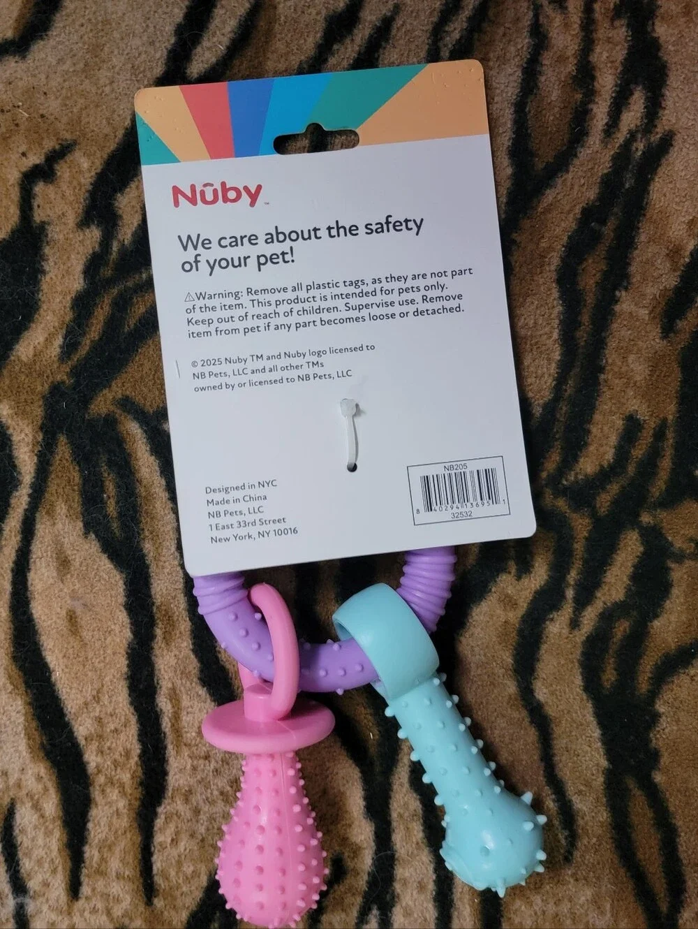 Dog Puppy Multi-Texture Binki Teether Chew Toy - Pink Sz Small Ea. New!